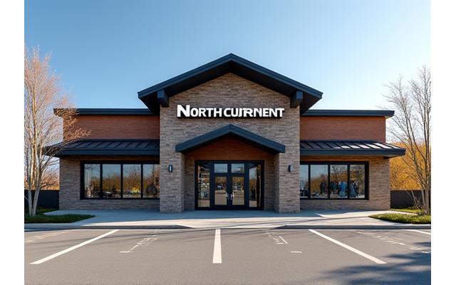 Exterior view of Northcurrent Outfitters store at 2847 Wateridge Way, Ottawa, with clear signage.