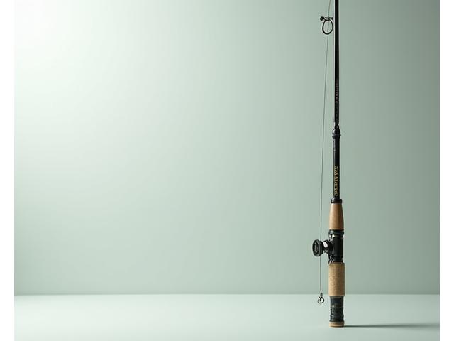 Fishing rod made from recycled materials, featuring a subtle green tint and modern design.