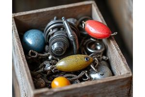 Collection bin for old fishing tackle trade-in programs.