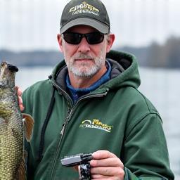 Mike, Northcurrent Outfitters fishing expert, demonstrating a fishing reel