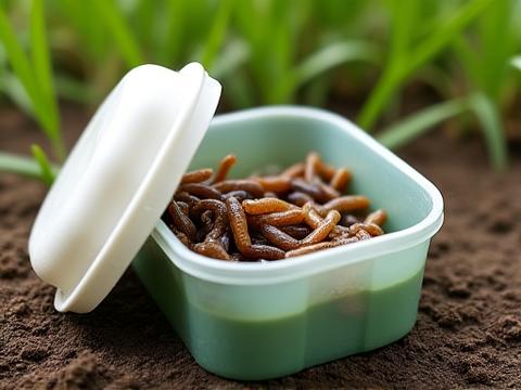 Live worms and minnows in bait containers