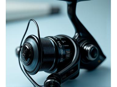 Close-up of a high-performance spinning reel