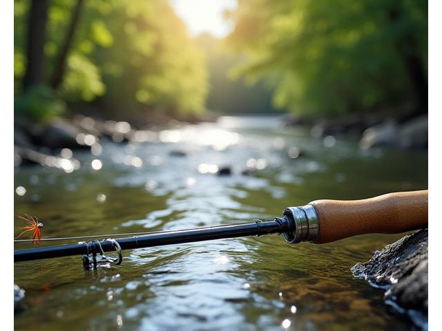 Elegant fly rod setup by a clear stream