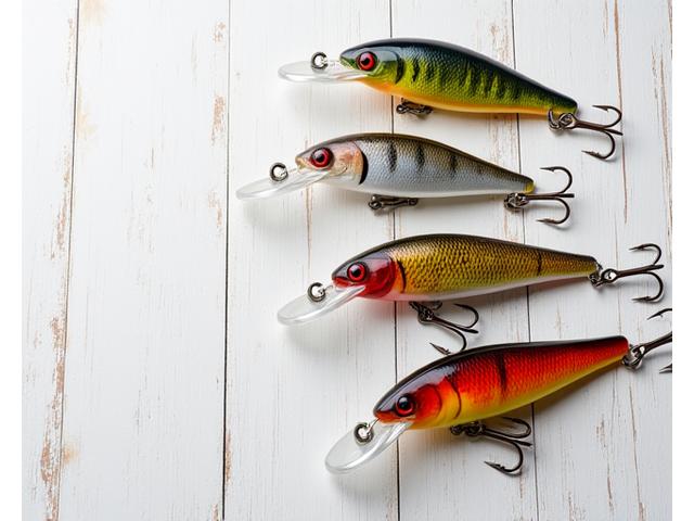 A collection of various crankbaits in bright, seasonal color patterns.