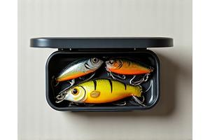A selection of small, multi-purpose fishing lures and soft plastics, neatly organized in a tackle box, suitable for various urban species.