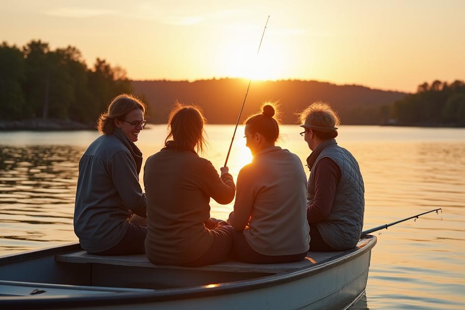 Diverse group of women fishing together, laughing and enjoying the outdoors.
